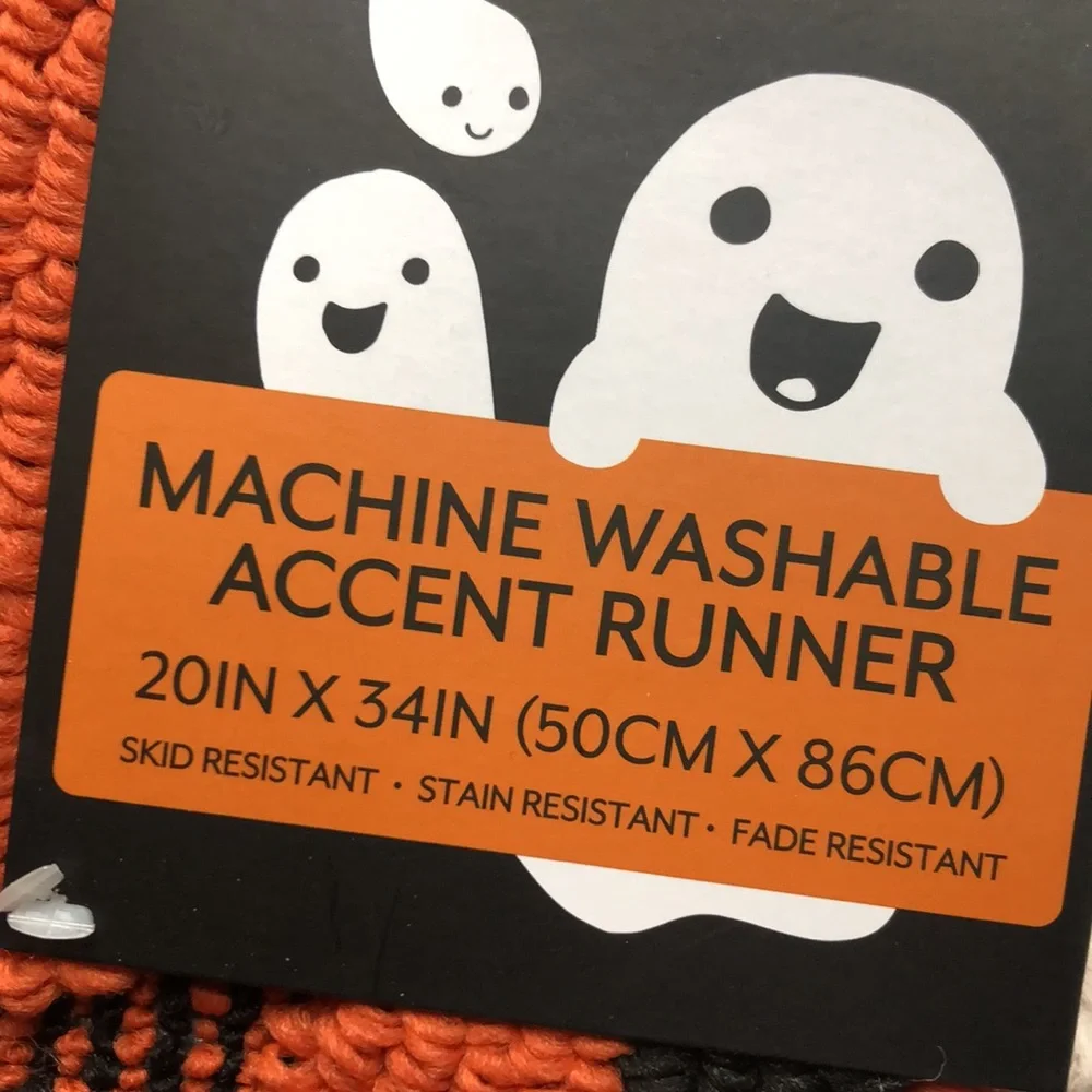 Halloween Pumpkin Accent Rug Runner - Orange & Black